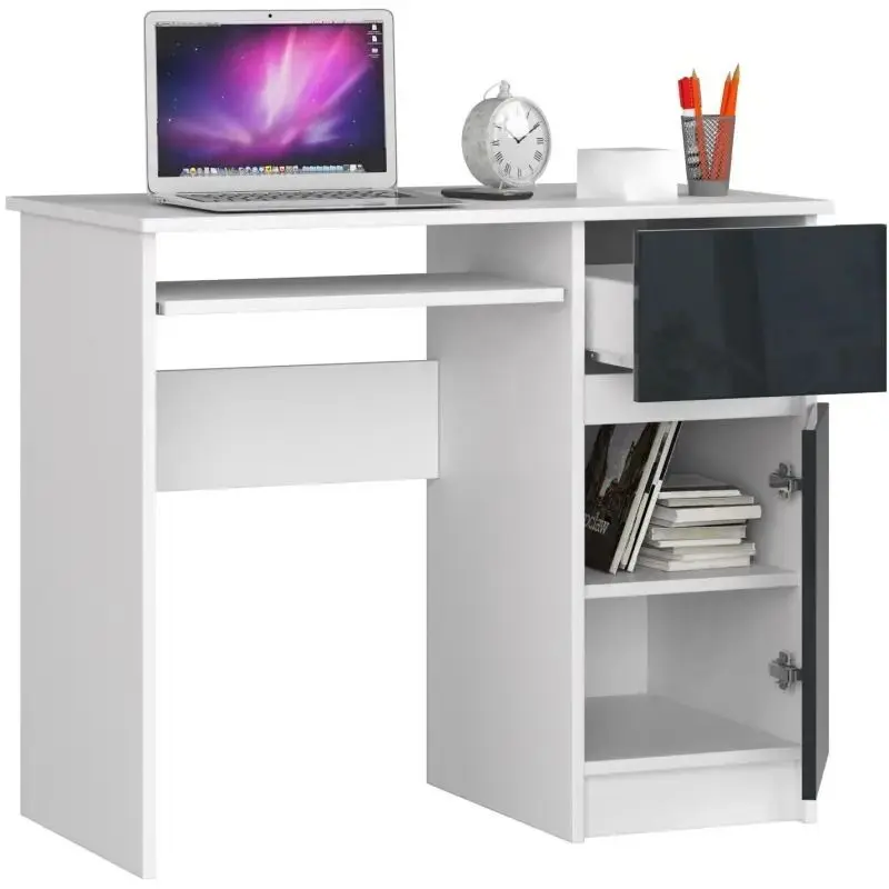 Стол компьютерный Akord Piksel Right (White/Graphite Gloss) - 2