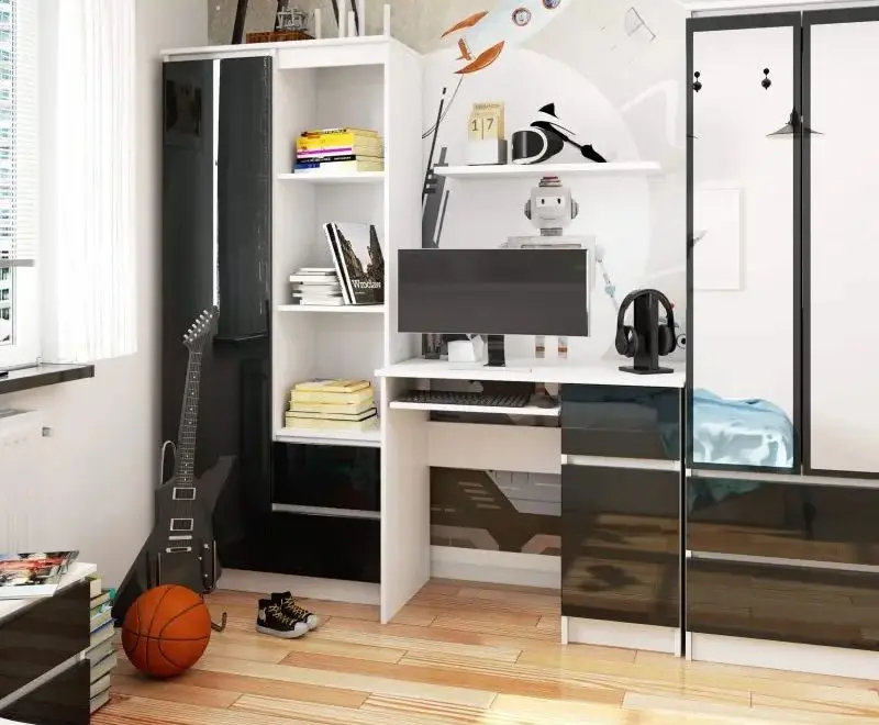 Стол компьютерный Akord Piksel Right (White/Graphite Gloss) - 5