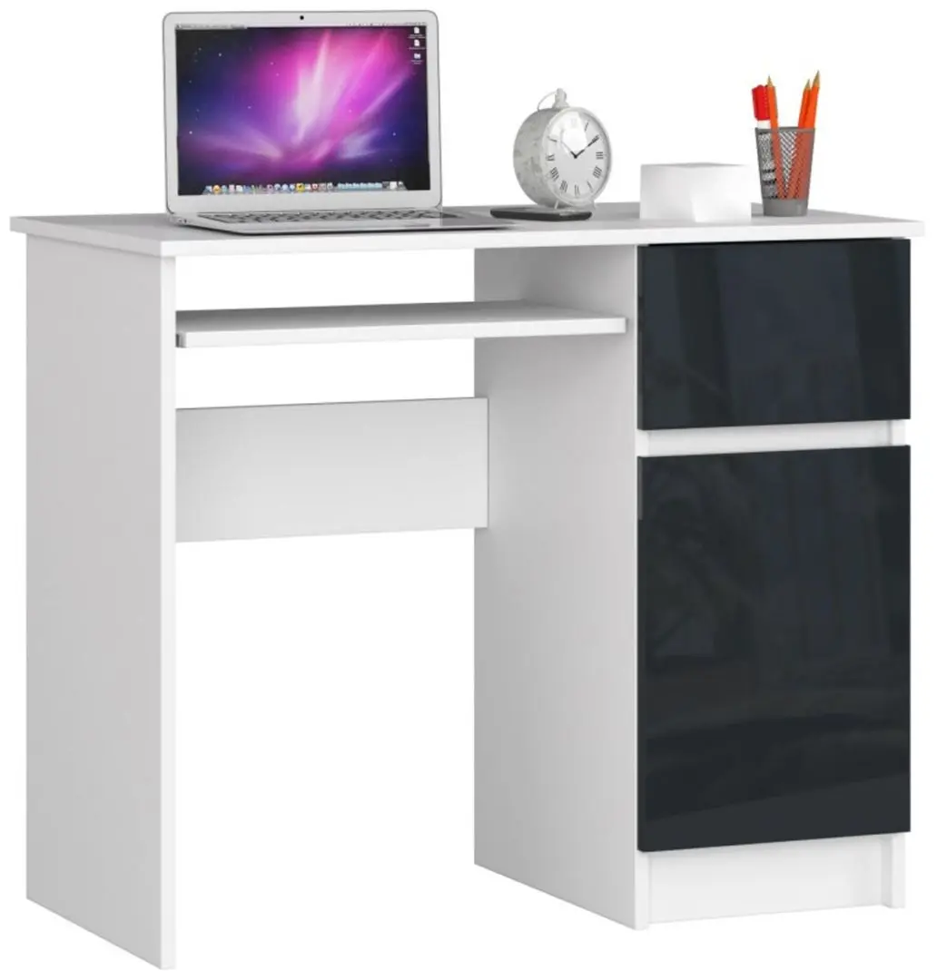 Стол компьютерный Akord Piksel Right (White/Graphite Gloss)