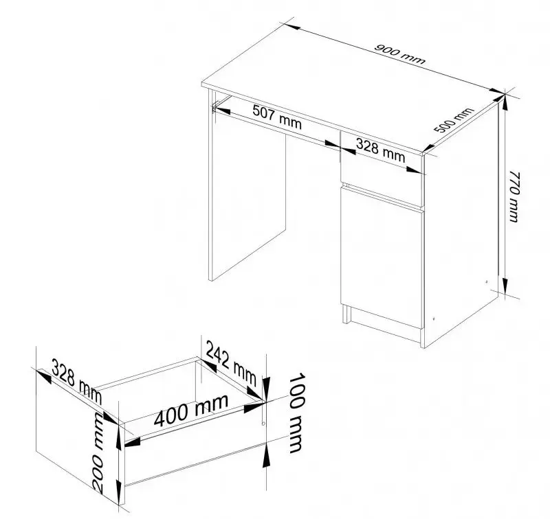 Masa de calculator Akord Piksel Right (White/Metallic Gloss) - 5