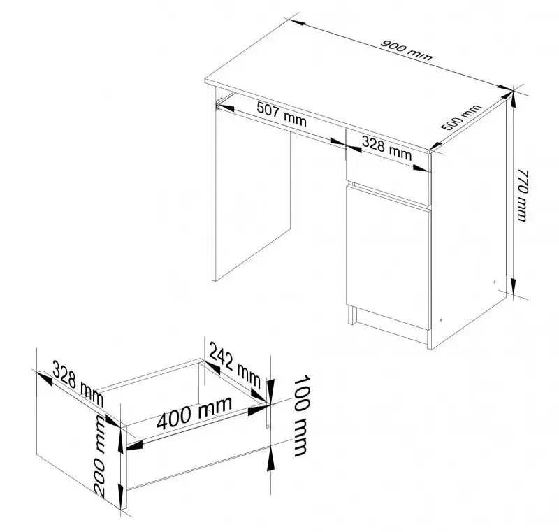 Masa de calculator Akord Piksel Right (Sonoma Oak/White)