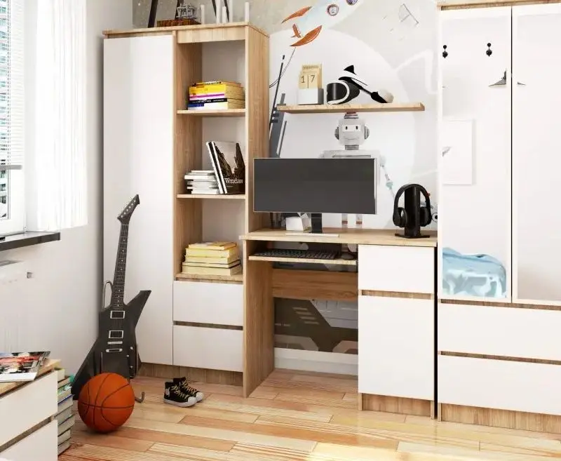 Masa de calculator Akord Piksel Right (Sonoma Oak/White)