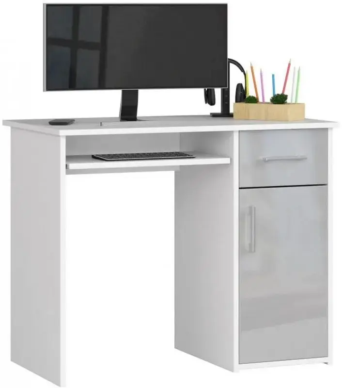 Стол компьютерный Akord Pin (White/Metallic Gloss)