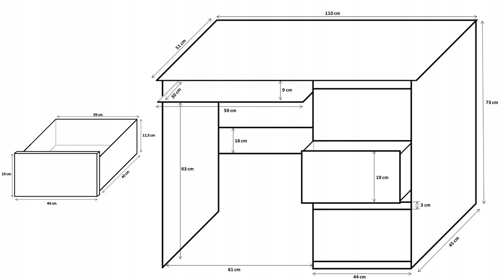 Masa de calculator Cama Coco C9 (White Matt)