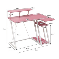 Masa de calculator gaming Costway CB10584DE-FS (Pink/White) Thumb