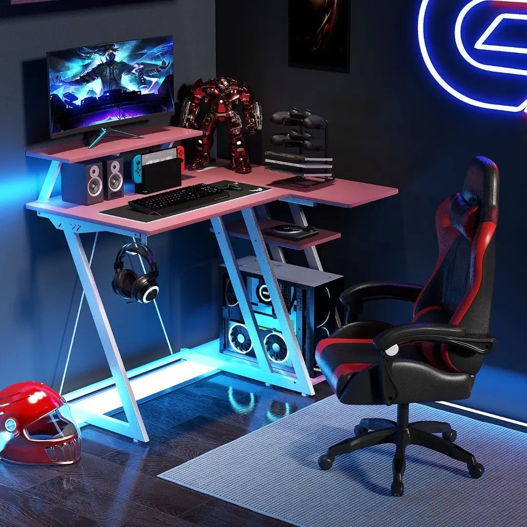 Masa de calculator gaming Costway CB10584DE-FS (Pink/White)