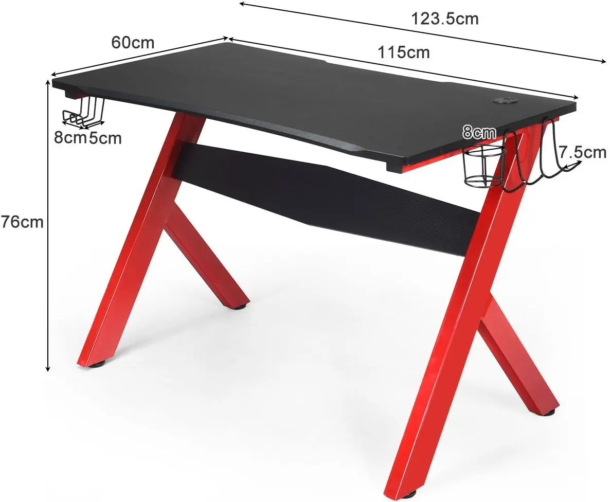 Masa de calculator pentru jocuri Costway HW61561 (Black/Red)