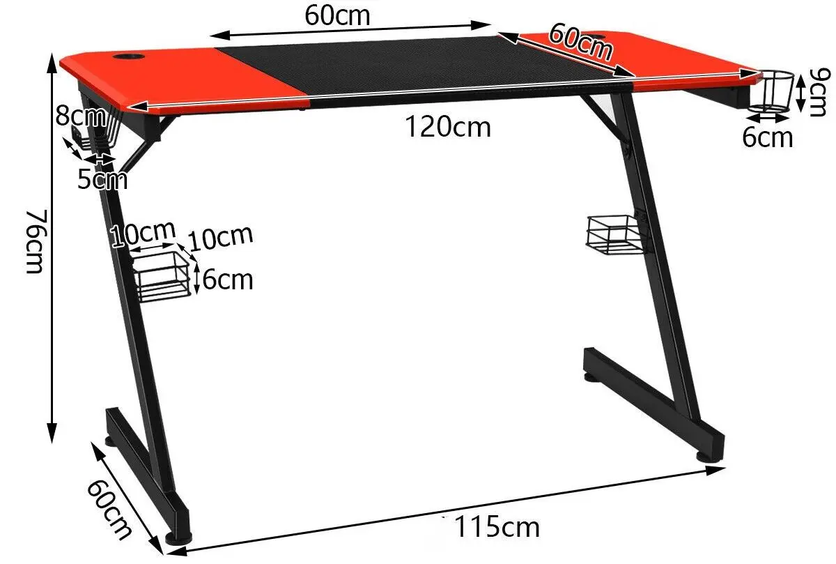 Masa de calculator gaming Costway HW66286 (Black/Red)