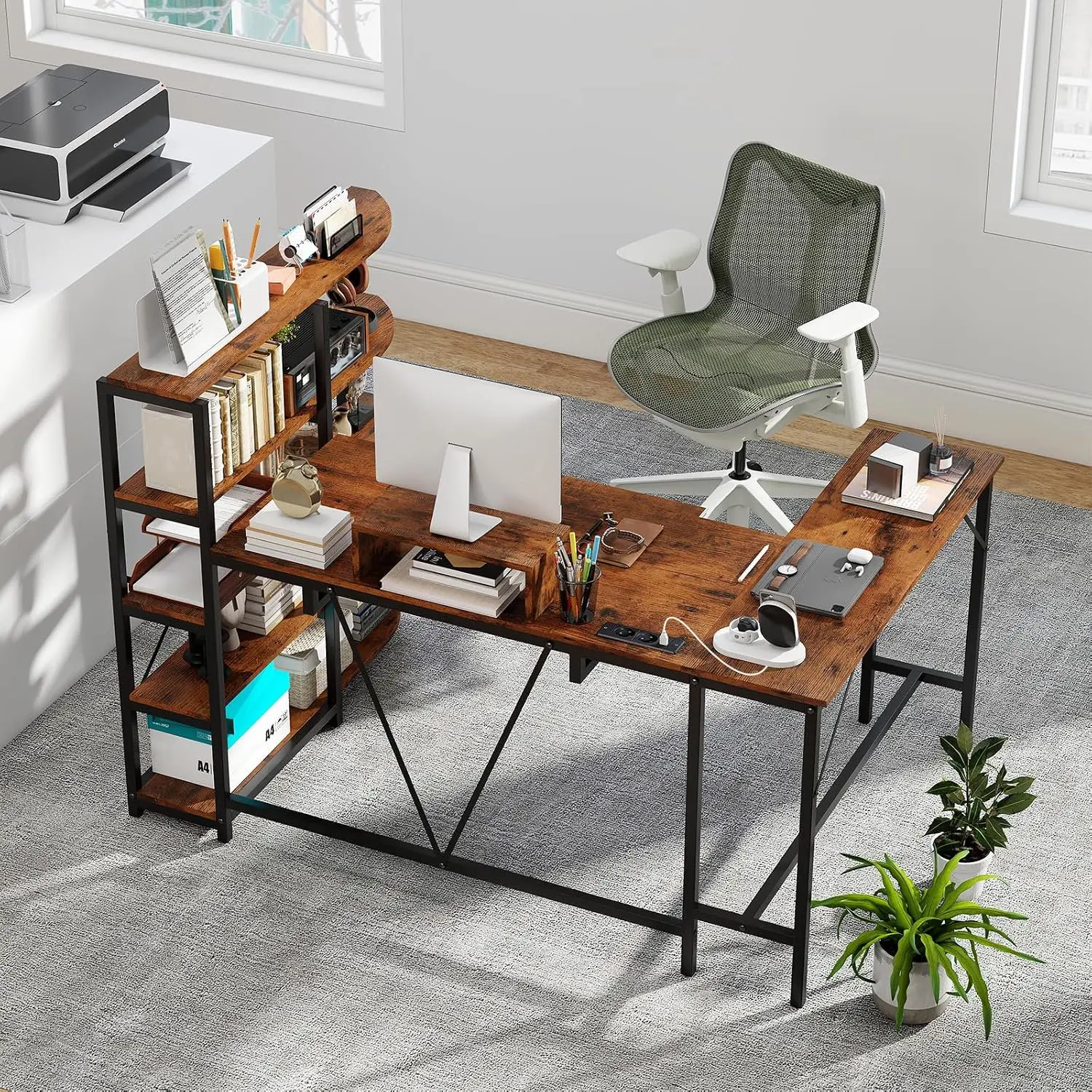Masa PC Costway CB10939DE-CF+ (Brown) - 6
