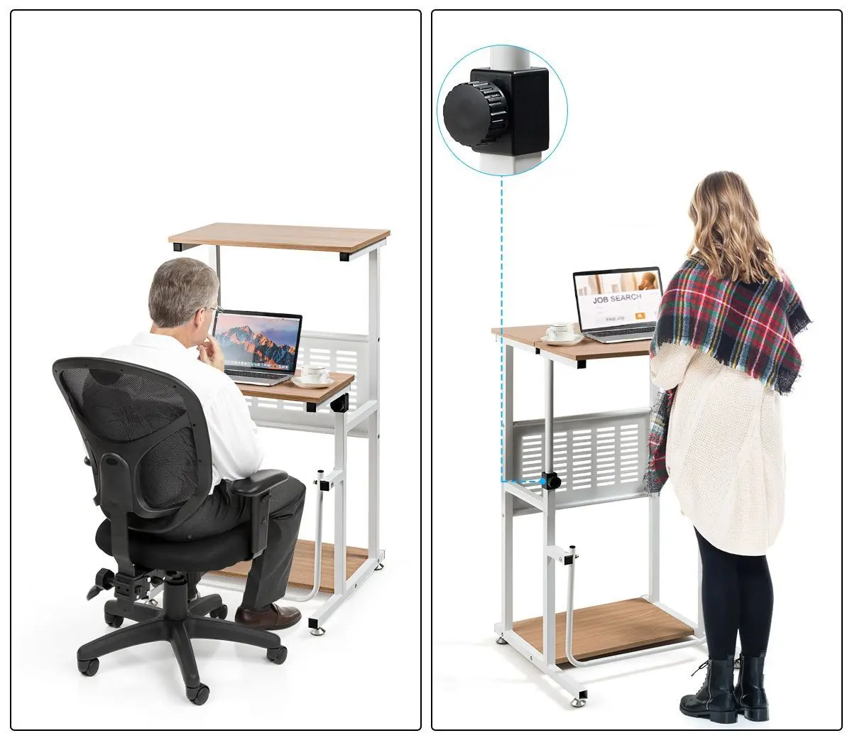 Masa pentru laptop Costway HW63844 (White/Natural)