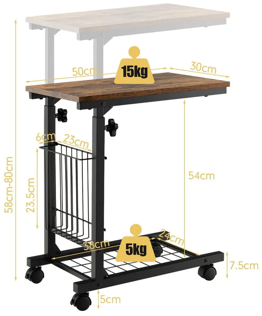Masa pentru laptop Costway JV10488BN (Black/Rustic Brown)