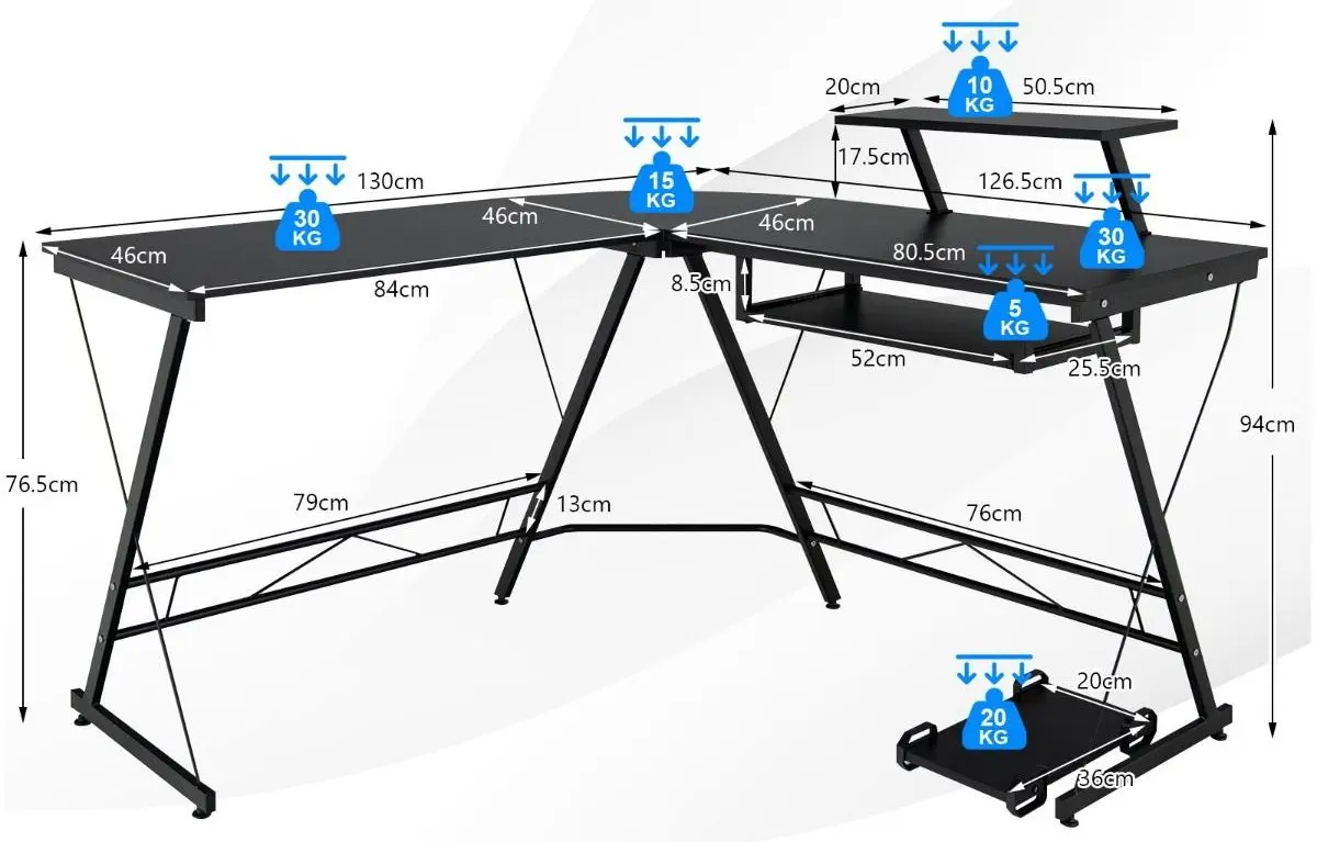 Стол компьютерный Costway CB10190BK (Black)