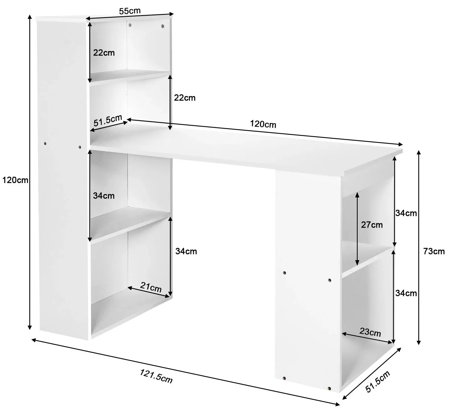 Masa de calculator Costway CB10301WH (White)