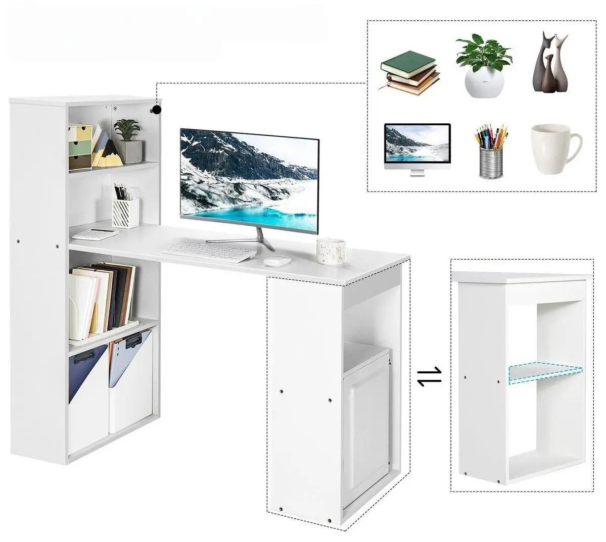 Masa de calculator Costway CB10301WH (White)