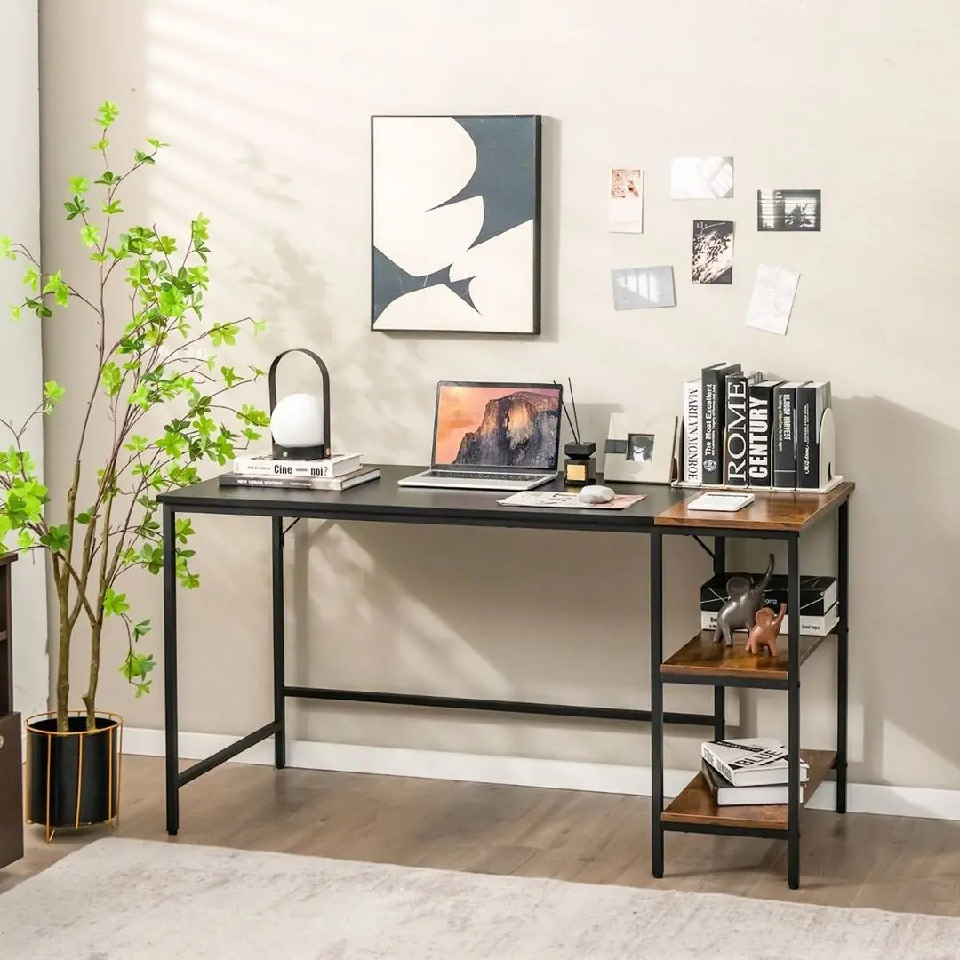 Masa pentru calculator Costway CB10417DK (Black/Rustic Brown)