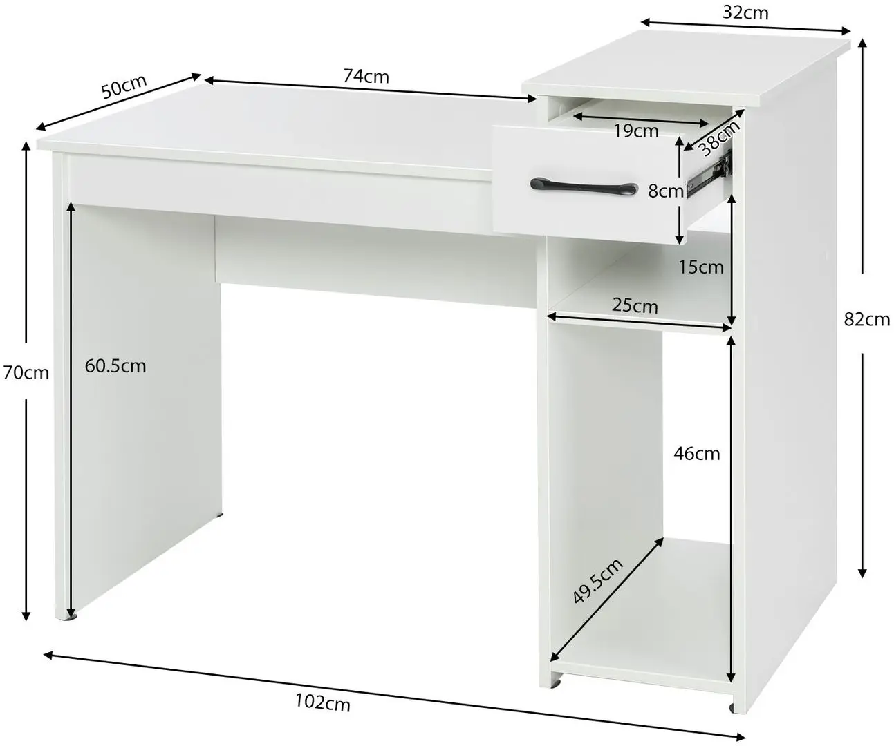 Masa de calculator Costway CB10438WH (White)