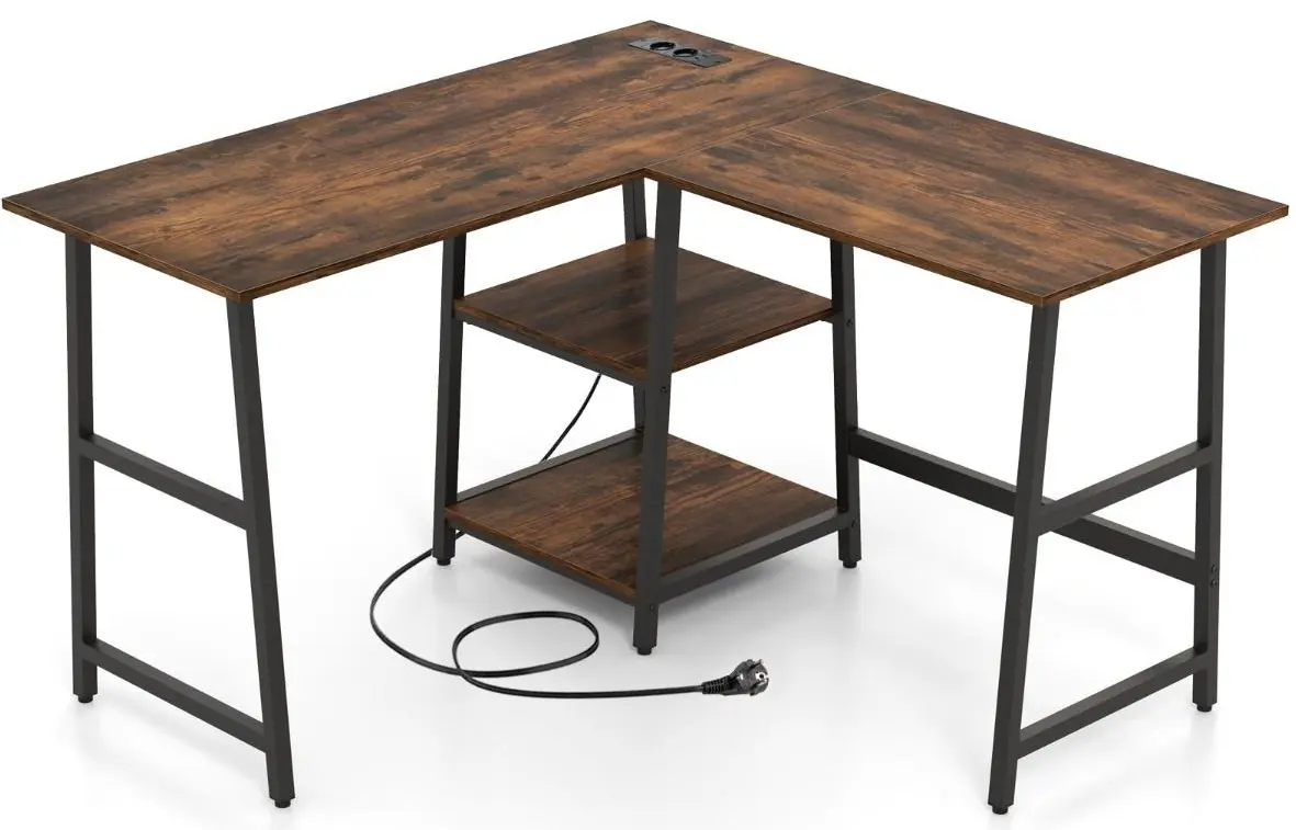 Masa pentru calculator Costway CB10470DE-CF (Black /Rustic Brown)