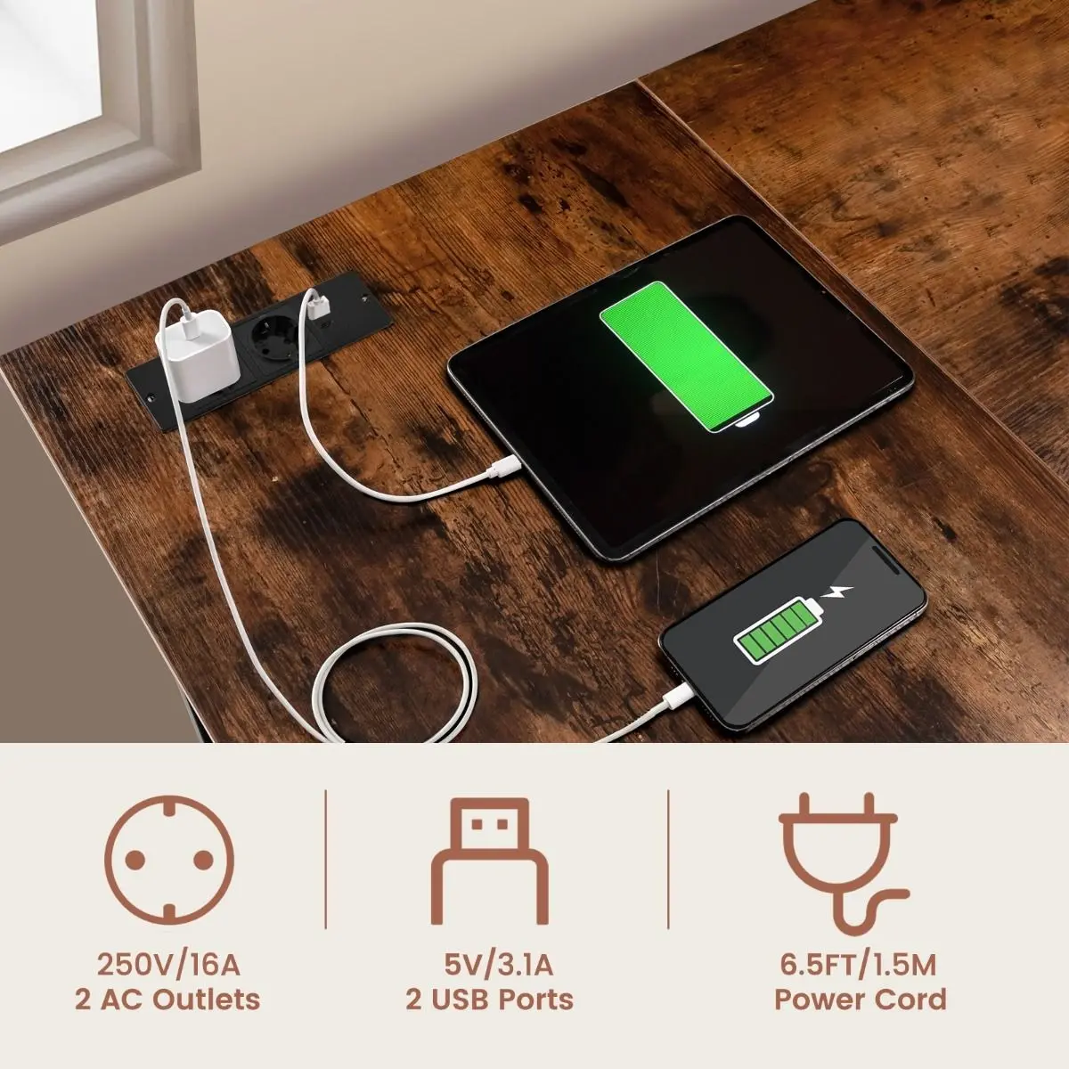 Masa pentru calculator Costway CB10470DE-CF (Black /Rustic Brown)