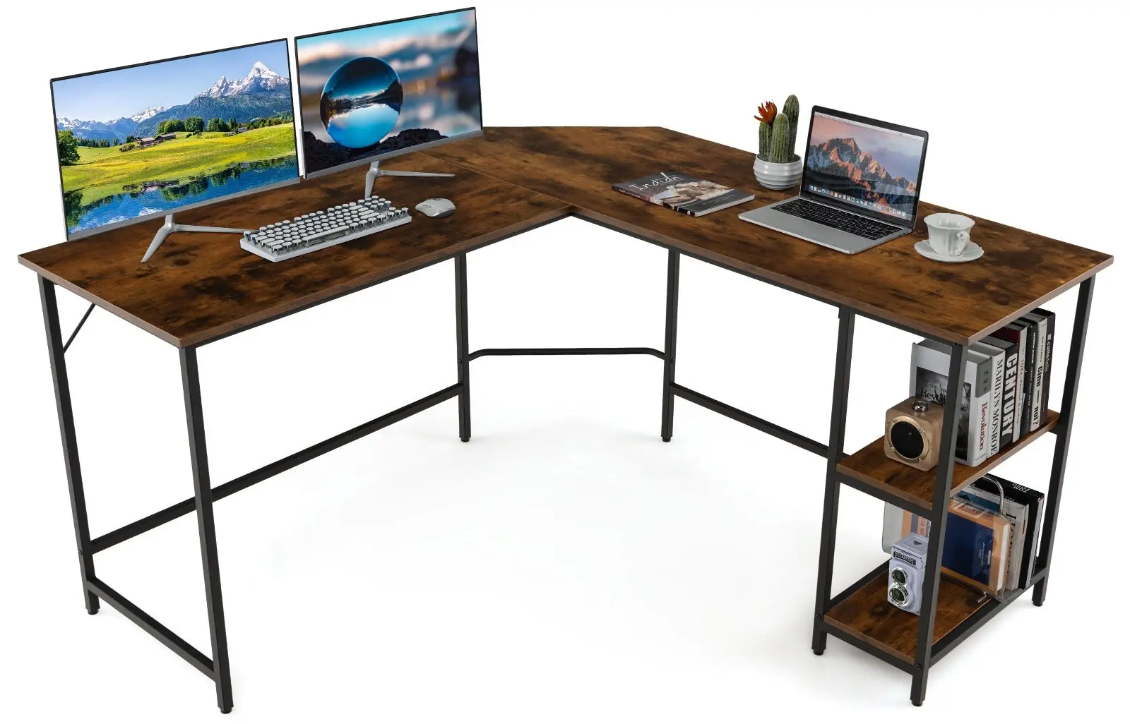 Masa pentru calculator Costway CB10490CF (Brown/Black)