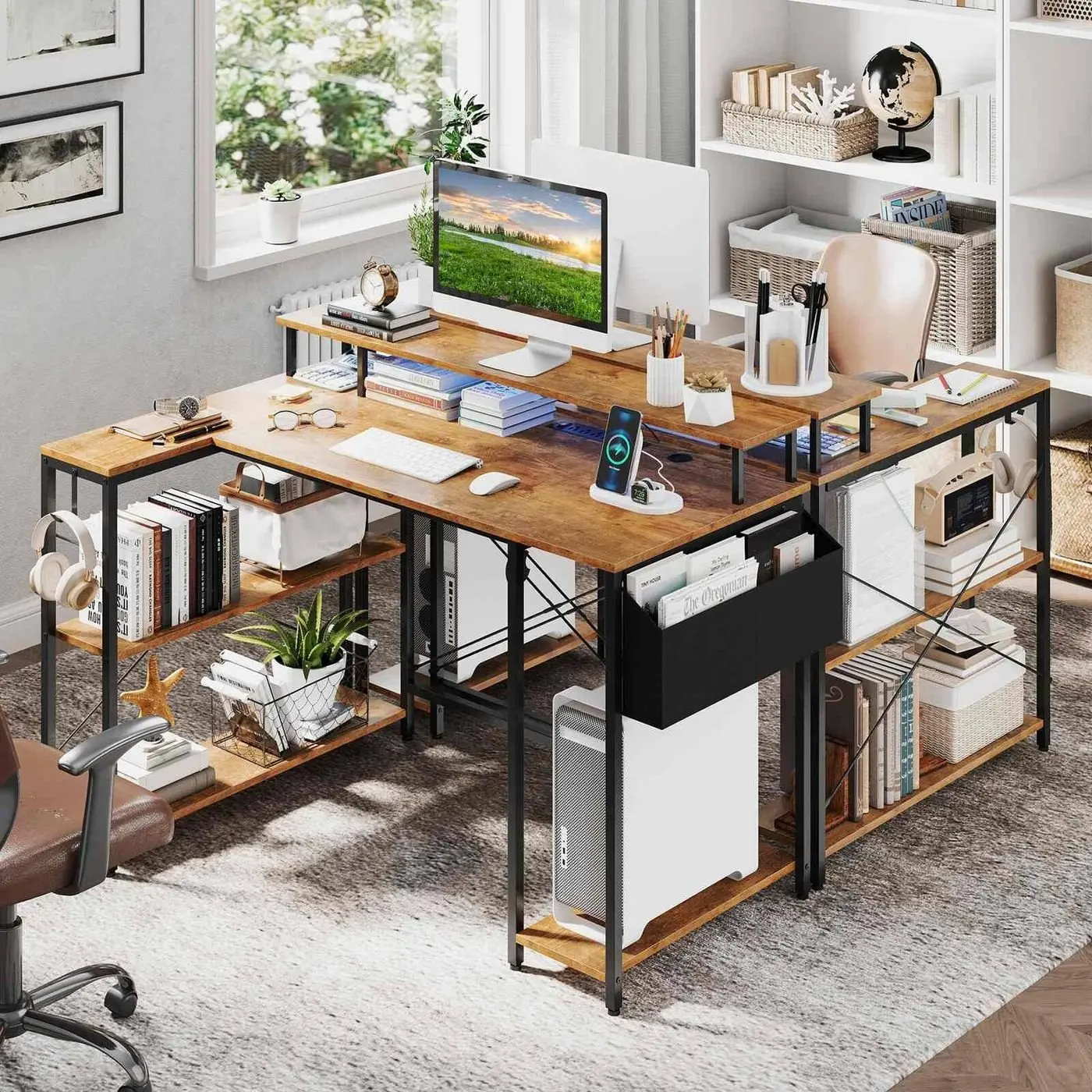 Стол компьютерный Costway CB10594DE-CF (Brown/Black)