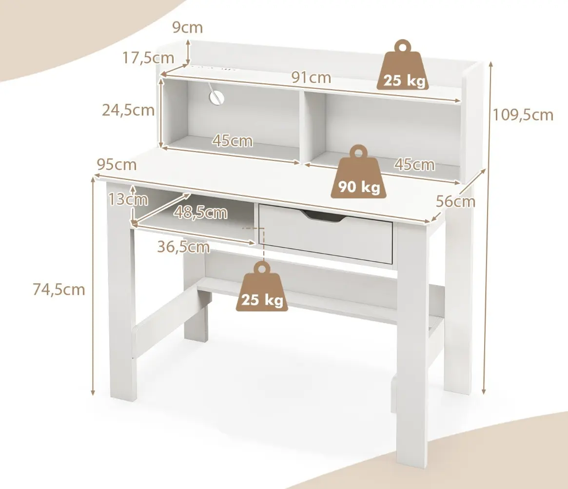 Masa pentru calculator Costway CB10698DE-WH (White)