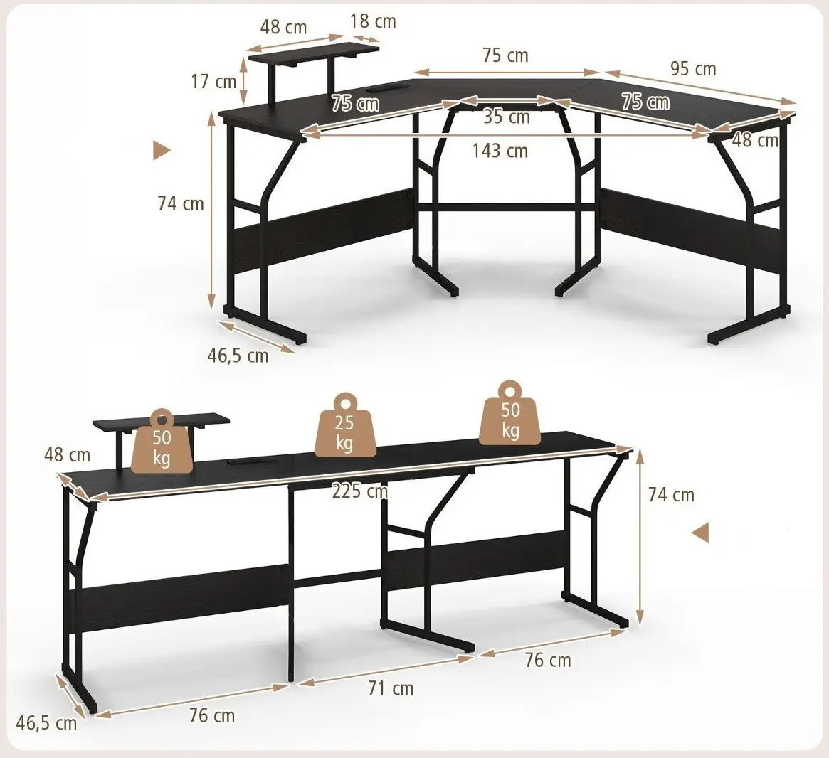 Masa de calculator Costway CB10704DE-DK (Black)