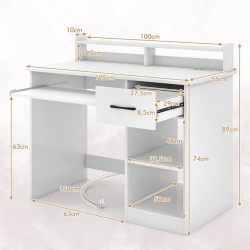 Стол компьютерный Costway CB10778DE-WH (White) Thumb