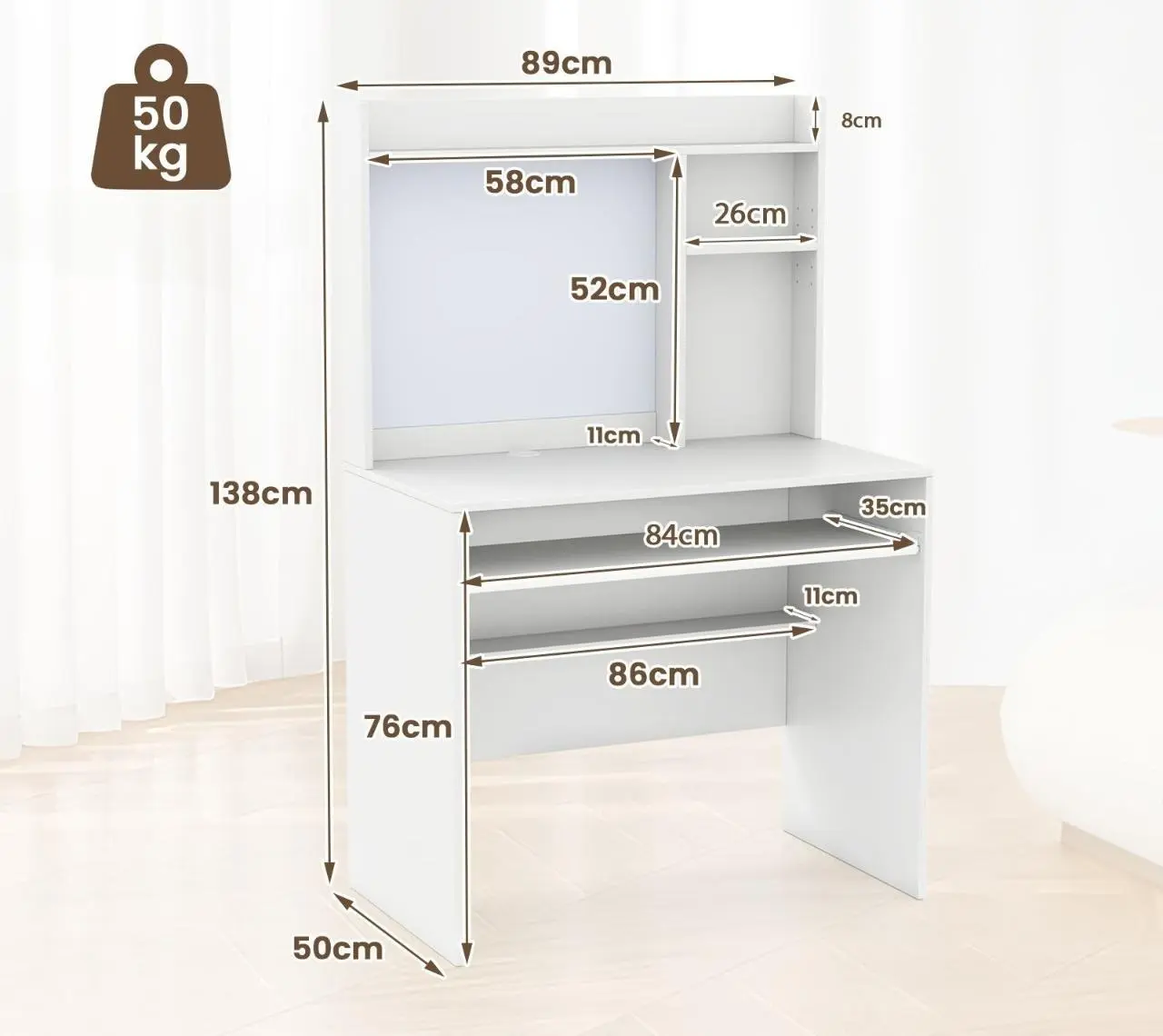 Masa de calculator Costway CB10810WH (White) - 2