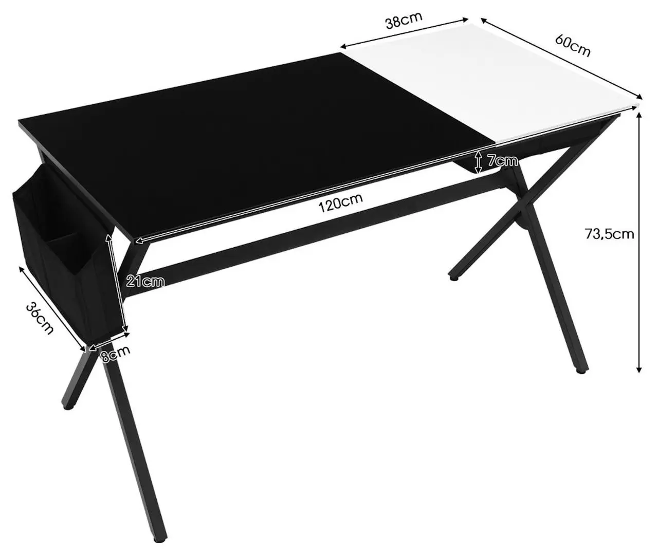 Masa pentru calculator Costway HW66465BK (Black/White)