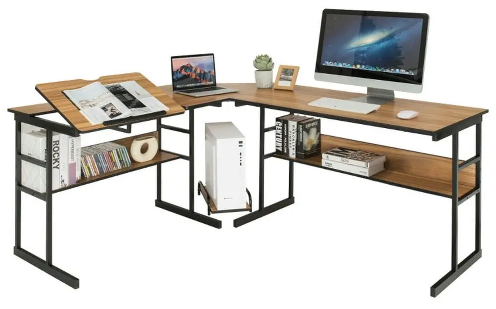 Masa de calculator Costway HW66803WT (Walnut)