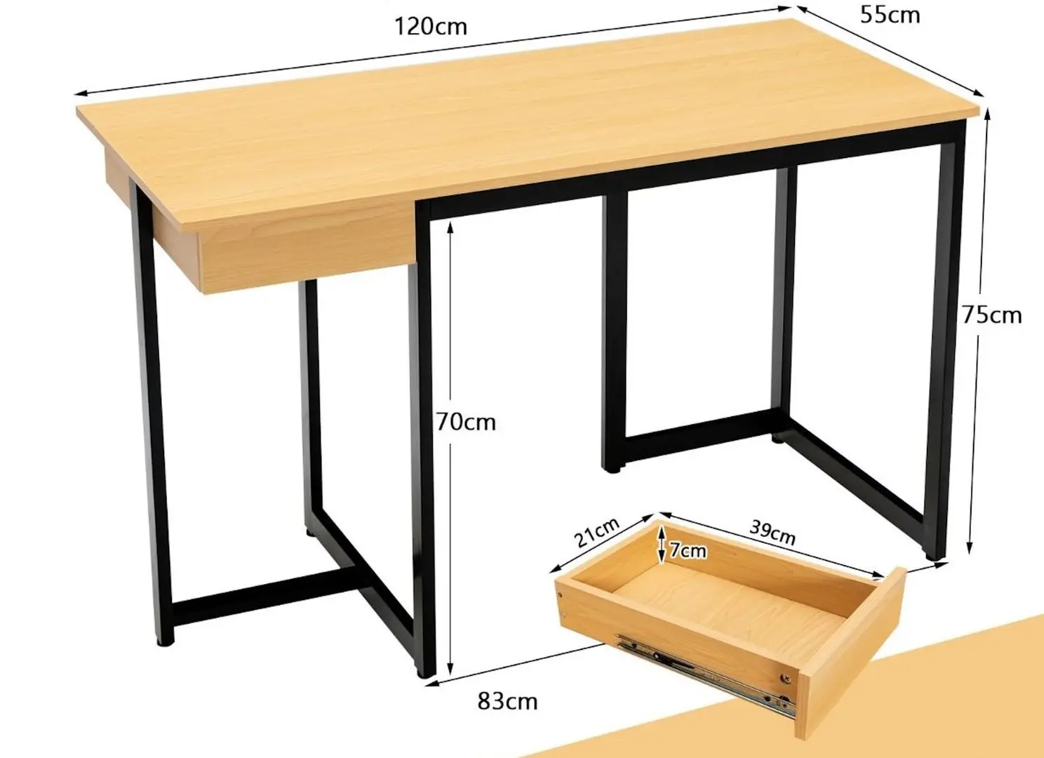 Masa pentru calculator Costway HW67259NA (Natural)