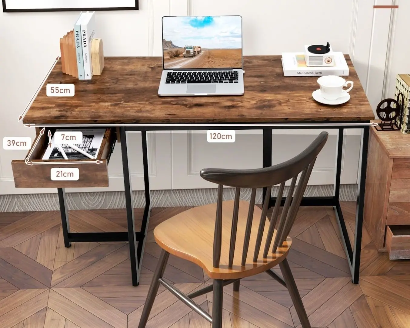 Стол компьютерный Costway HW67259CF (Rustic Brown)