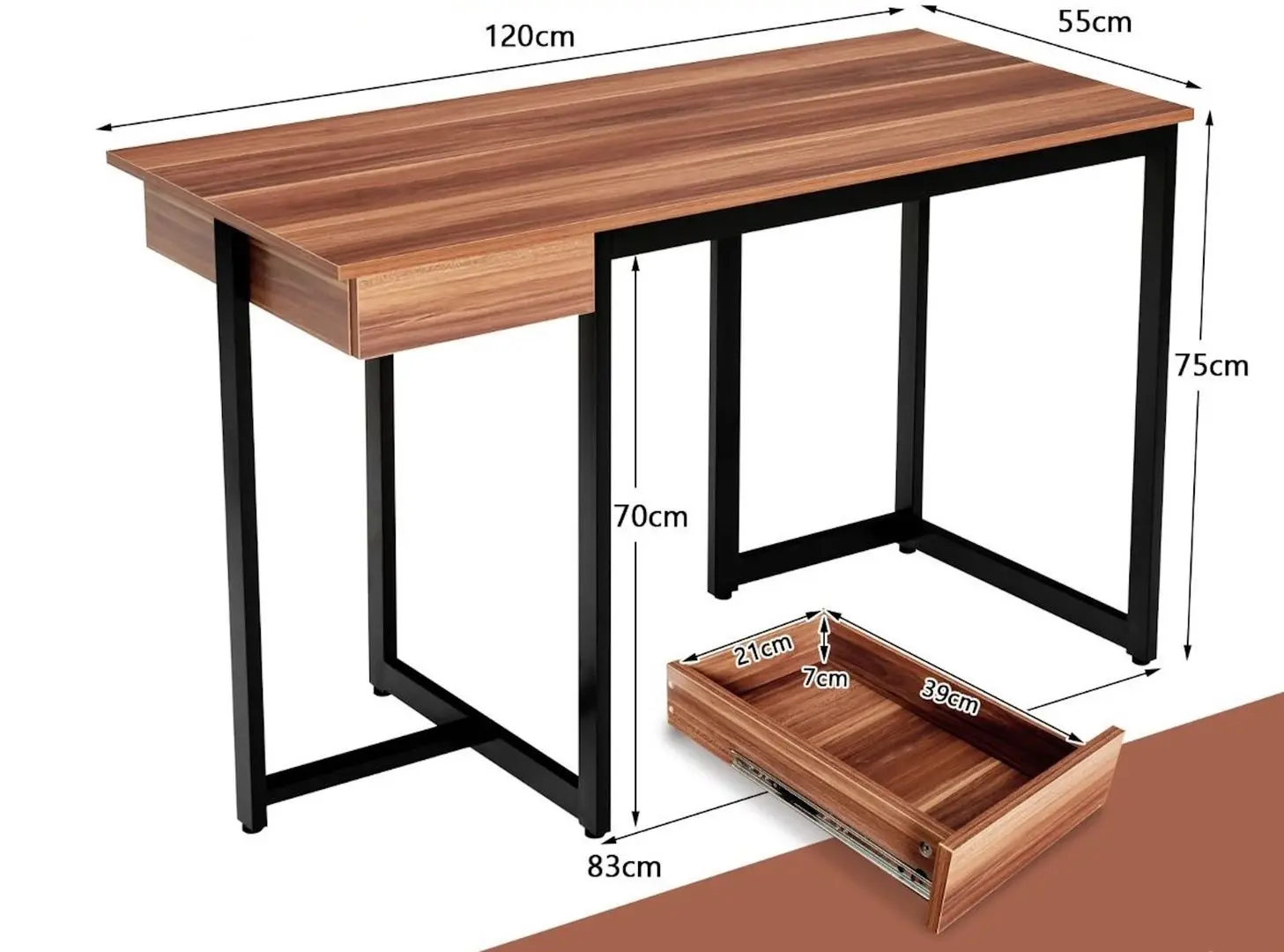 Стол компьютерный Costway HW67259WT (Walnut)