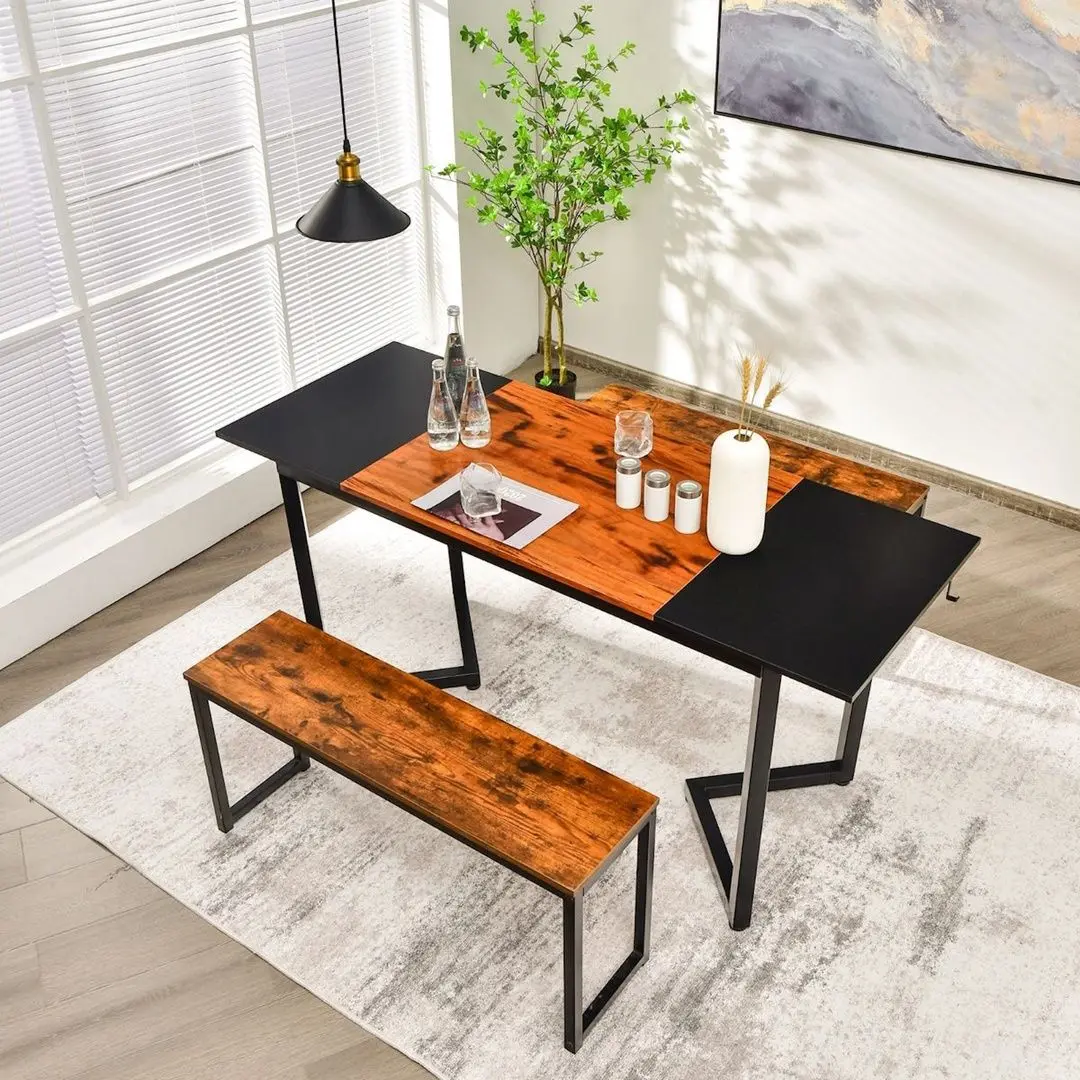 Masa pentru calculator Costway HW67467BK (Black/Rustic Brown) - 5