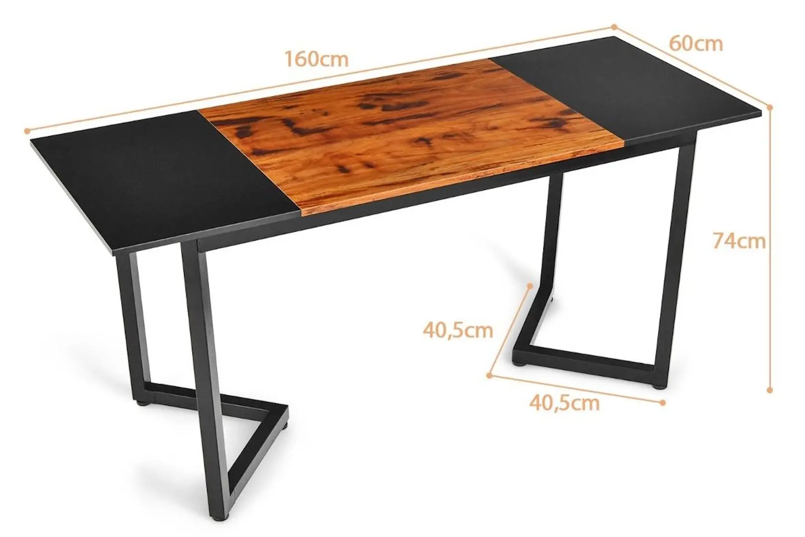 Masa pentru calculator Costway HW67467BK (Black/Rustic Brown) - 2