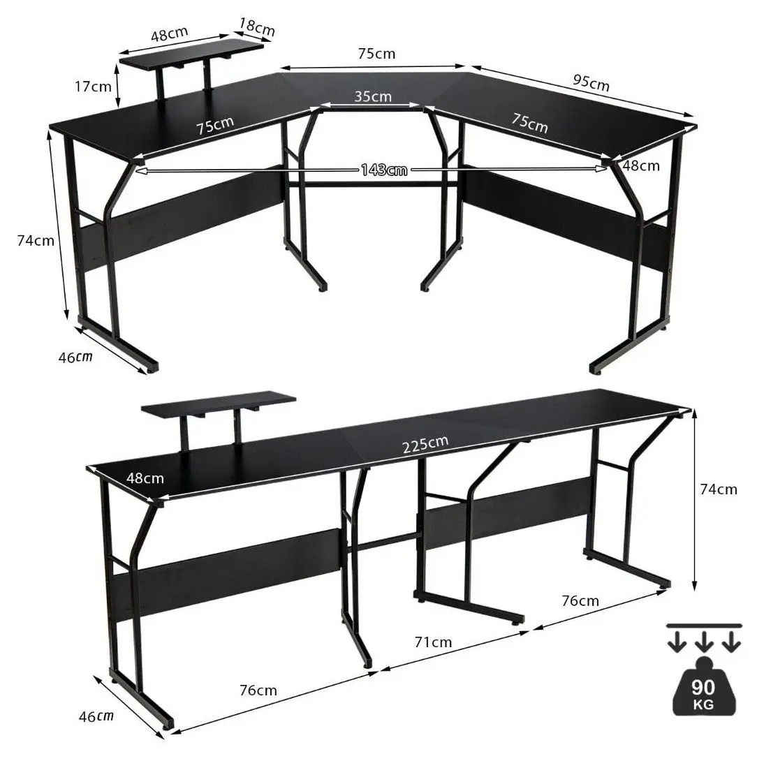 Masa de calculator Costway JV10155DK (Black)
