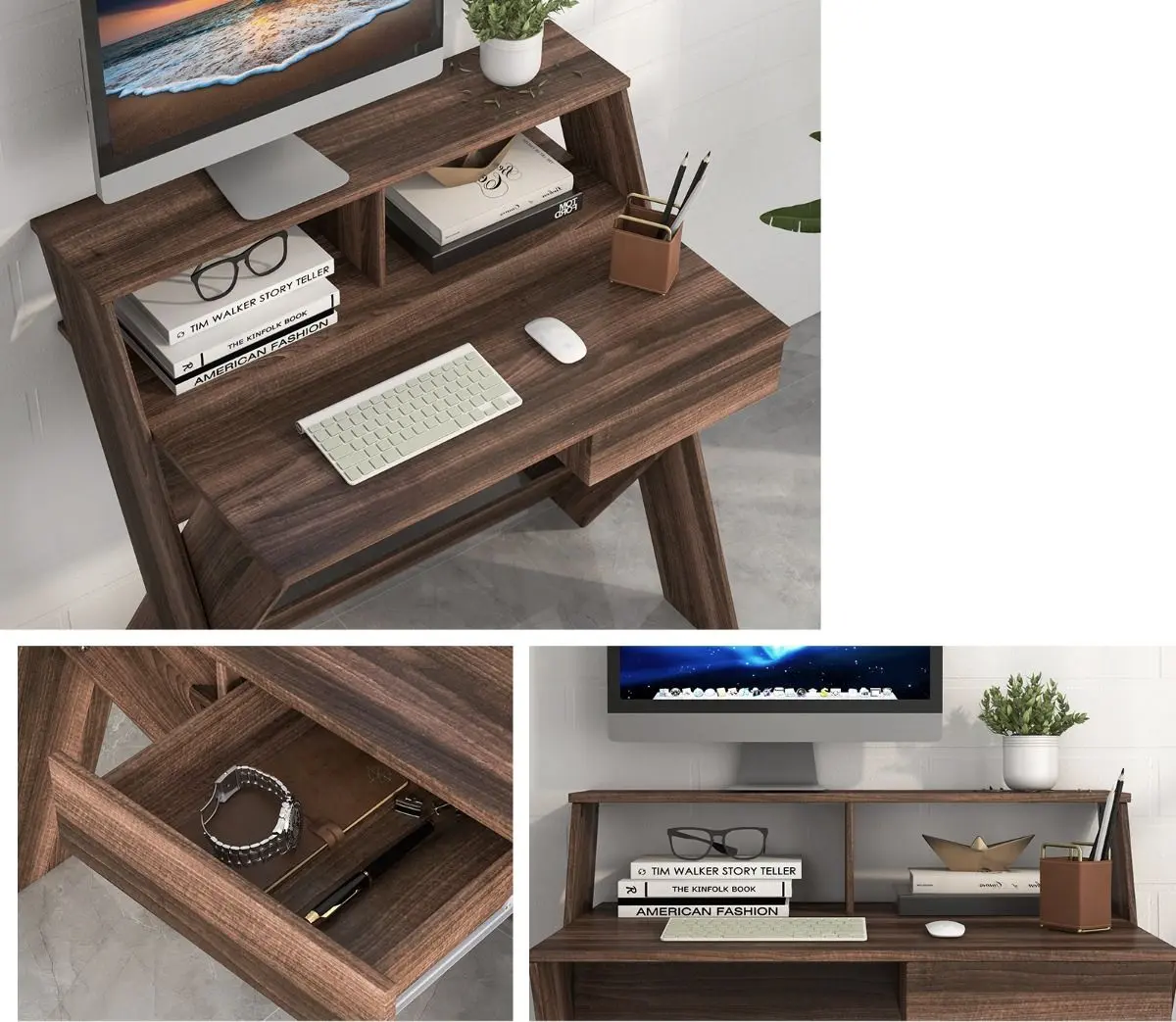 Стол компьютерный Costway JV10759WN (Walnut)