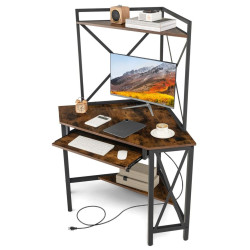 Masa de calculator Costway JV11228DE-CF (Rustic Brown/Black) Thumb