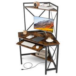 Masa de calculator Costway JV11228DE-CF (Rustic Brown/Black) Thumb