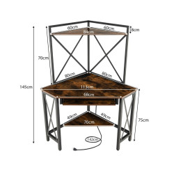 Masa de calculator Costway JV11228DE-CF (Rustic Brown/Black) Thumb