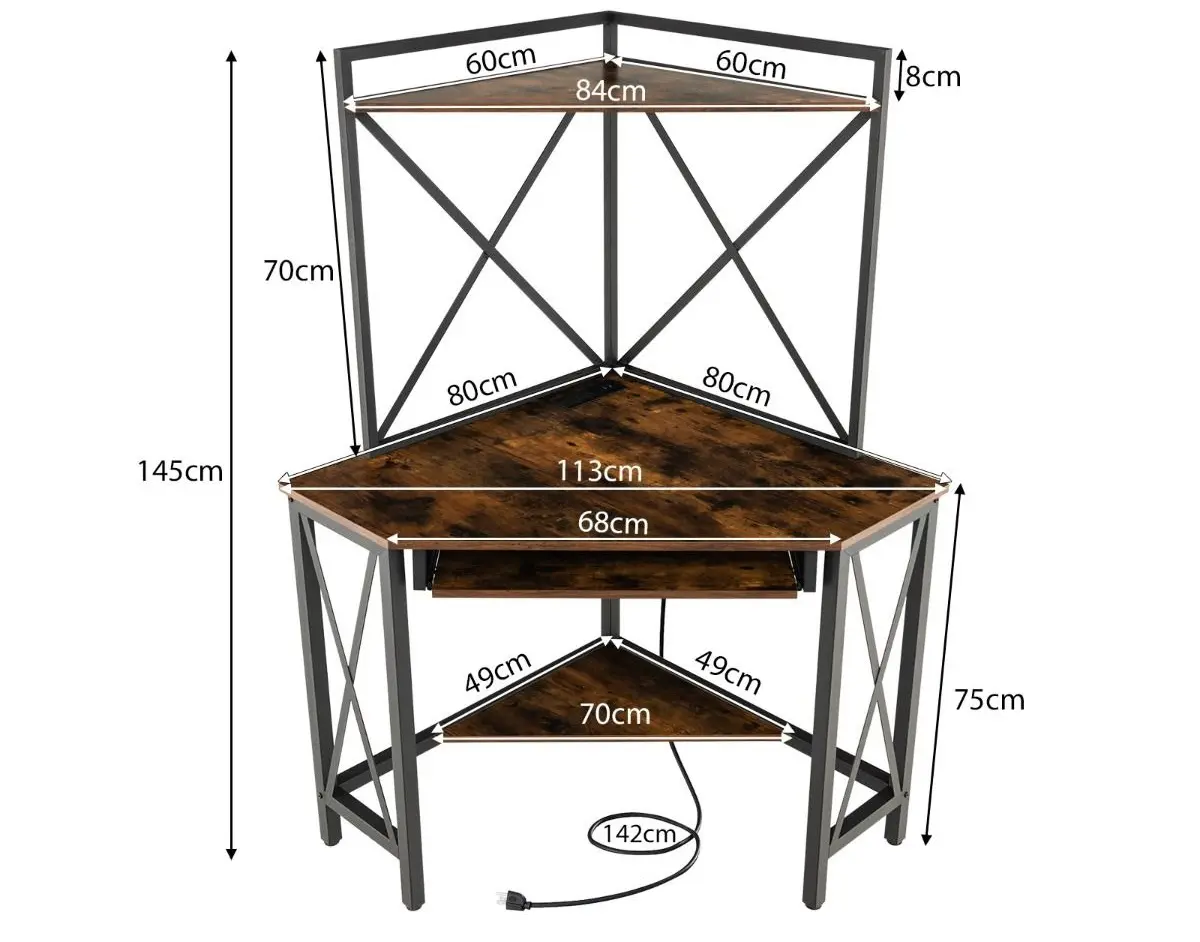 Masa de calculator Costway JV11228DE-CF (Rustic Brown/Black)