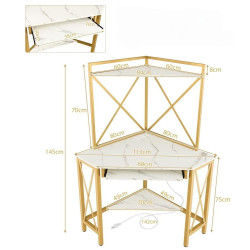 Masa de calculator Costway JV11228DE-WH (White/Gold) Thumb