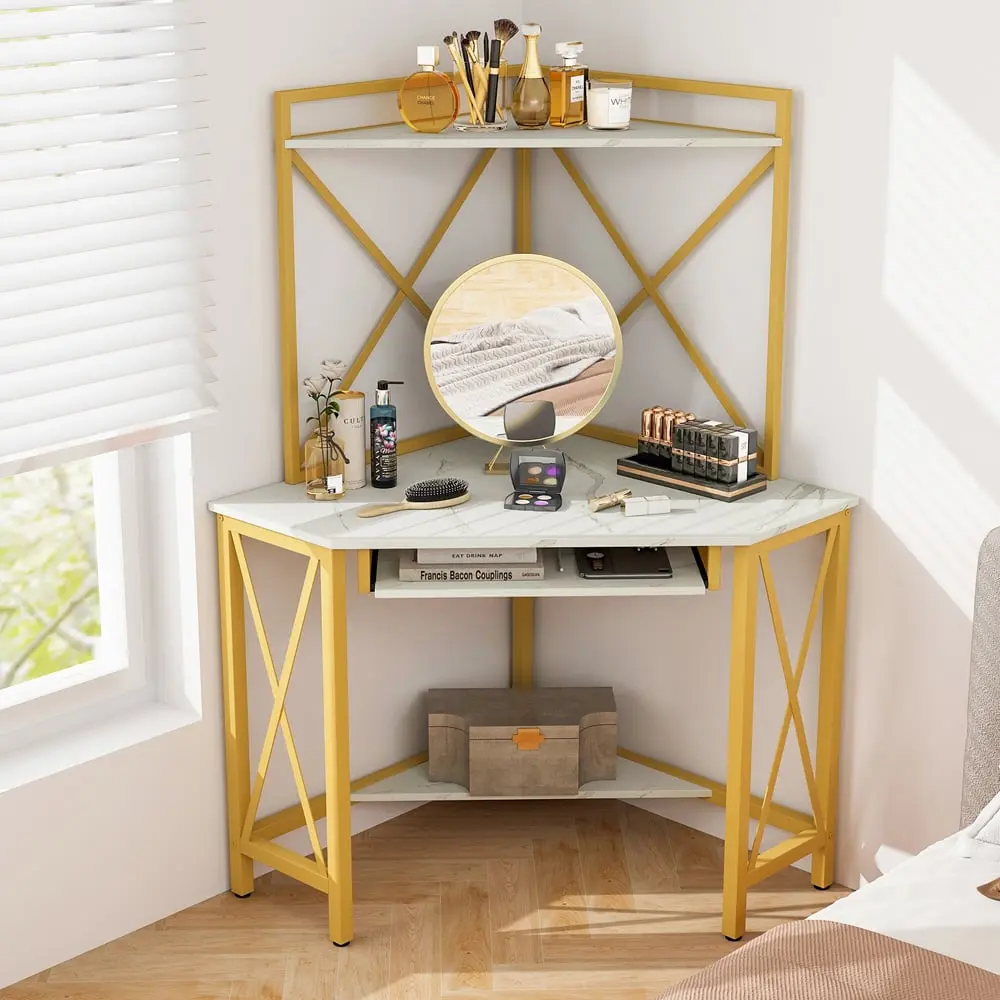 Masa de calculator Costway JV11228DE-WH (White/Gold)