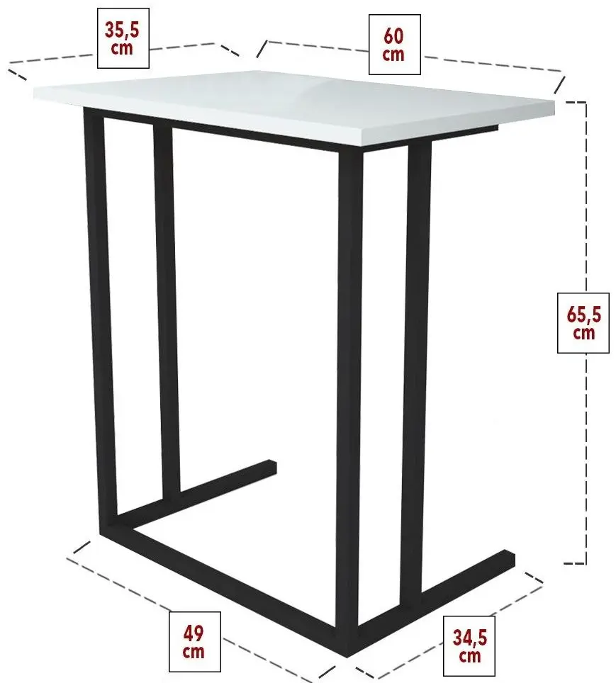 Masa de calculator Bofigo Metal (White/Black)