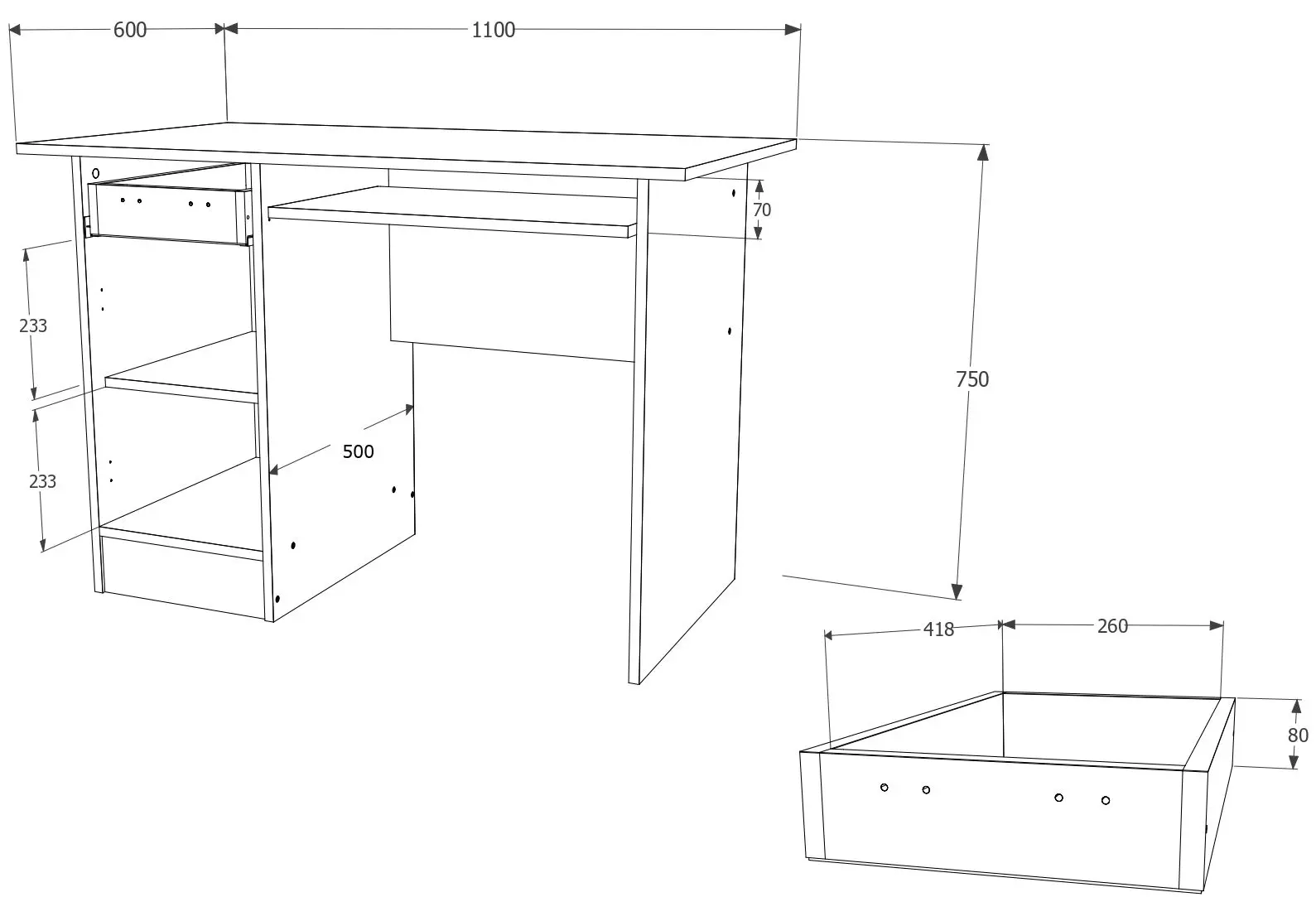 Masa pentru calculator Haaus Togo 1S1U (Sonoma Oak) - 3