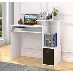 Masa de calculator Homcom 836-263WT 100x40x86 cm (White/Black)