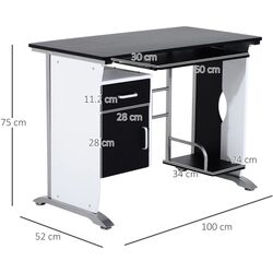 Компьютерный стол Homcom 920-019BK 100x52x75 cm (White/Black) Thumb