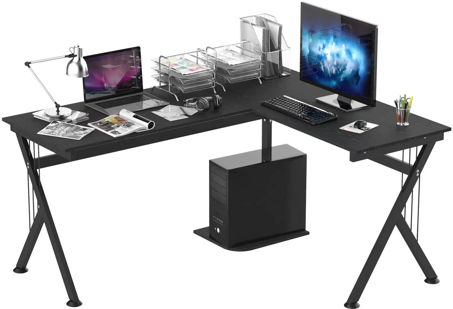 Masa de calculator Homcom A2-0081 155/130х55x76 cm (Black)