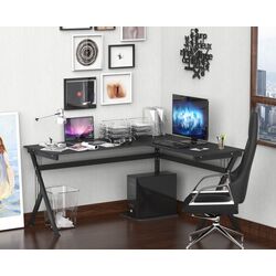 Masa de calculator Homcom A2-0081 155/130х55x76 cm (Black) Thumb