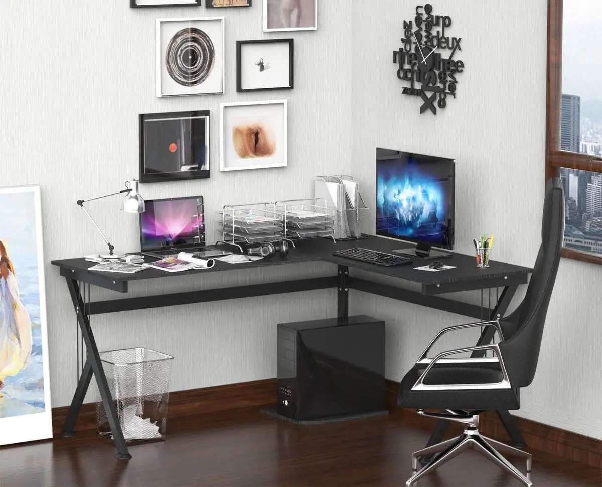 Masa de calculator Homcom A2-0081 155/130х55x76 cm (Black)